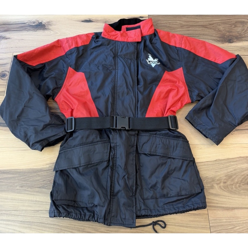 Vintage Frank Thomas Aqua 100% Waterproof Motorcycle Riding Jacket Black Red LM